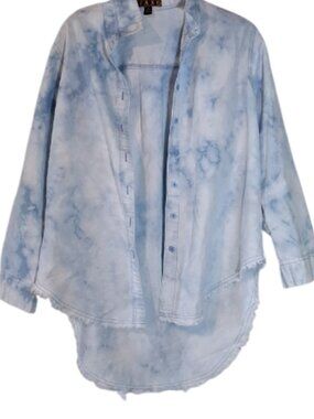 Taxi brand Blue/White Tie Dye Button Down Shirt, Size Large